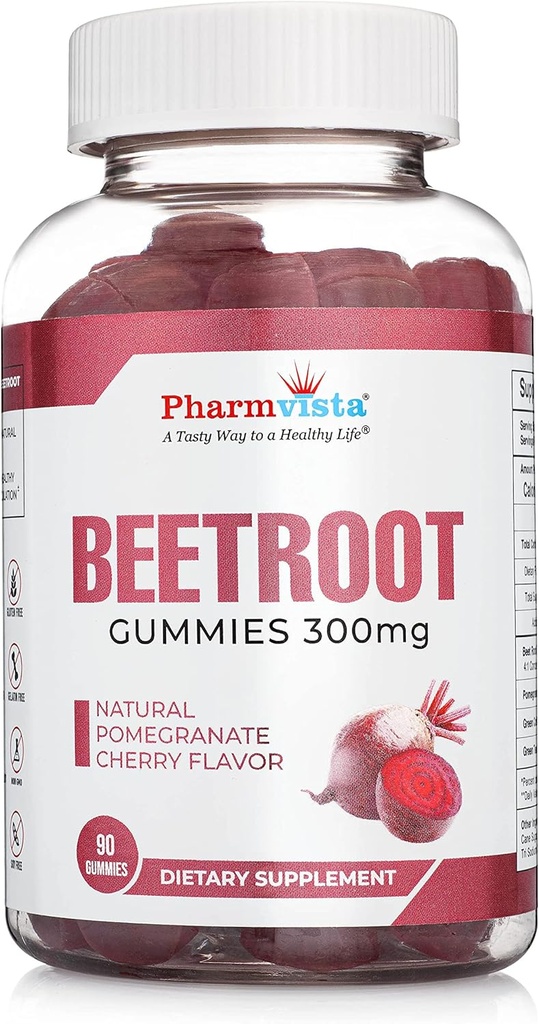 Rødbeder Gummies 300mg - for sund cirkulation støtte * -Naturlig blandet frugt flavor ikke-GMO Vegan- Beet Chews- 90 Greve