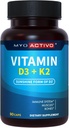D3- vitamin K2 supplement 5000 IE & 200 mcg - høj absorption D3, Patenteret MK7 & MK4, Heart Health, immunforsvar, 90 Vegetariske kapsler
