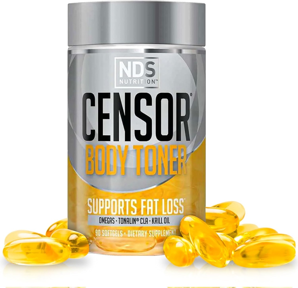 NDS Nutrition Censor - Fedttab og krop Toner med CLA, Fish Oil, Saflor og Omega 3-6-9 Blend - Kosttilskud til forbedret energi og sundhed (90 Softgel)
