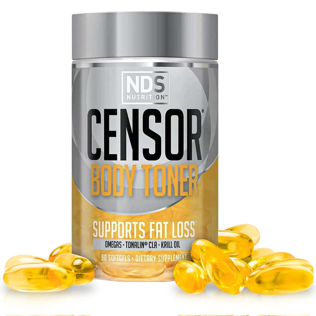 NDS Nutrition Censor - Fedttab og krop Toner med CLA, Fish Oil, Saflor og Omega 3-6-9 Blend - Kosttilskud til forbedret energi og sundhed (90 Softgel)