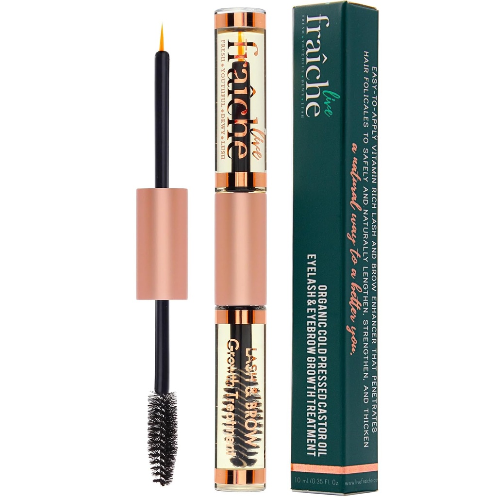 USDA Organic Castor Oil Lash Serum - Premium All Natural Cold Pressed Castor Oil Eyelash Growth Serum med Mascara Tube - Eyelash Treatment and Conditioner - For Thicker and Fuller Lass