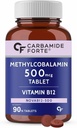 Generisk Rise. Vitamin B12 tabletter 500mcg - Aktiv form af Methylcobalamin B12 tillæg til mænd og kvinder - 90 Veg tabletter, Nautral