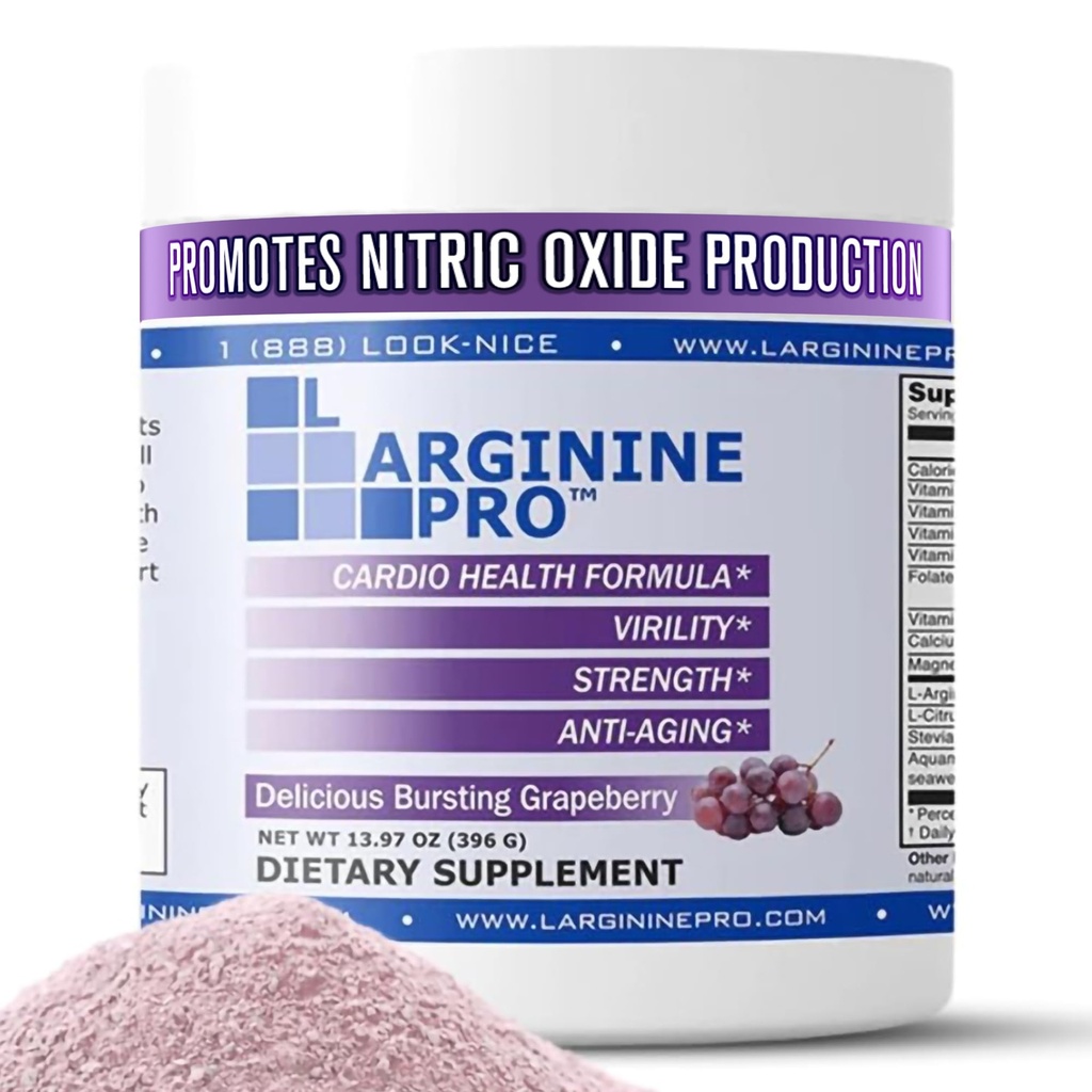 L- Arginin PRO 1. 4; 5. 500 mg L- Arginin Plus L- Citrullin 1. 100 mg Grape Powder Drink Mix supplement til øget nitrogenoxid produktion