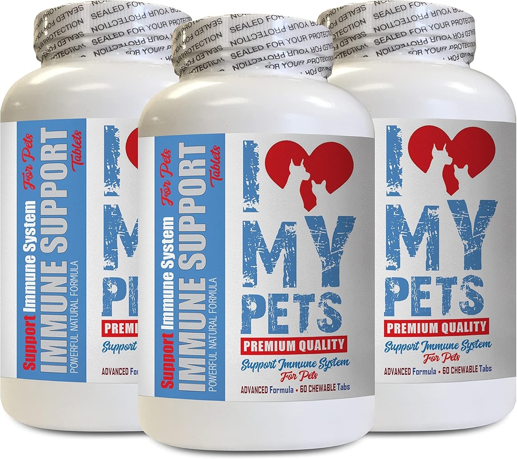 I Love my PETS LLC Heart Supplements for Cats - PET immunforsvar - Hunde og katte - Booster - Sunde - Lions Mane for kat - 180 Treatles (3 flasker)