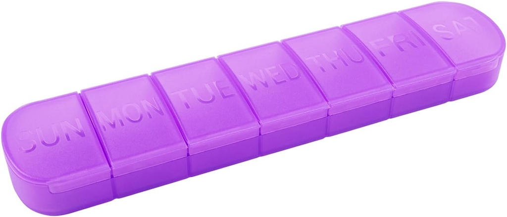 Ugentlig Pill Organizer, En gang om dagen, 7-dag Pill Box Container, Matte Purple, Store 7 Segment Vitaminer Case Pill Dispenser til Medicin, Medicin, Fiskeolier, Kosttilskud, Kapsler, Tablet
