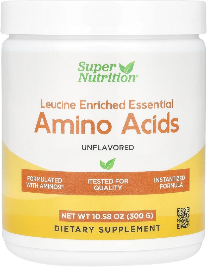 SuperNutrition Leucin Berigede essentielle aminosyrer med L-Leucin, L-Lysin, L-Threonin og L-Isoleucin, Unflavored, 10.58 oz (300 g)
