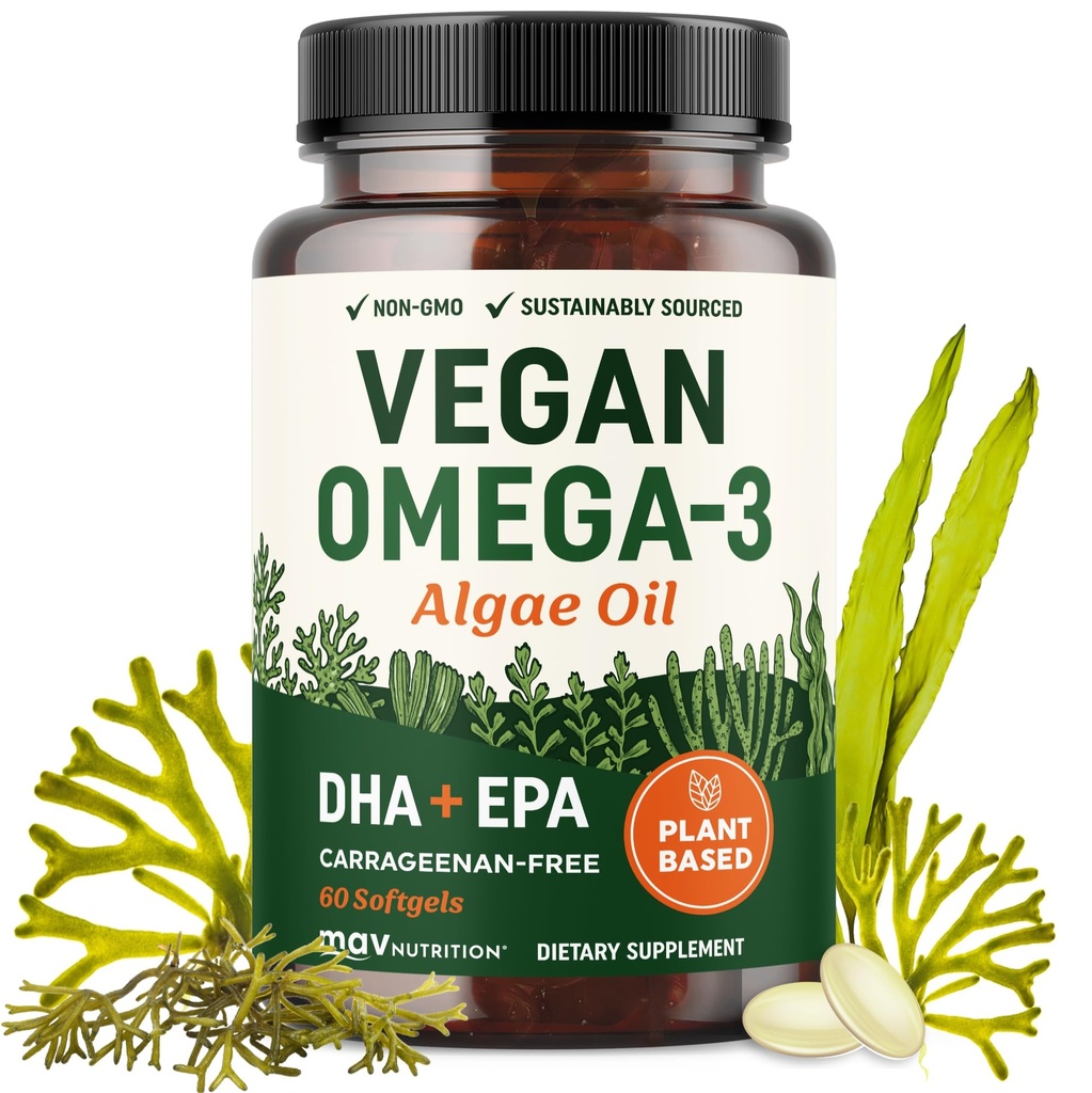 Vegan Omega 3 Algae Oil against 124; Plant Based DHA EPA against 124; Sustainable Sourced, No Carrageenan, Non GMO 'er