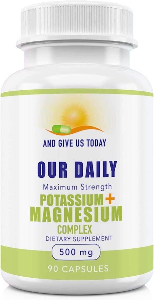 Vores Daily Vites Kalium Magnesium Supplement 500mg - Kraftfuld Magnesium Kalium tillæg med 5 former for Magnesium til muskel inddrivelse, ben kramper, glutenfri non-GMO - 90 Caps