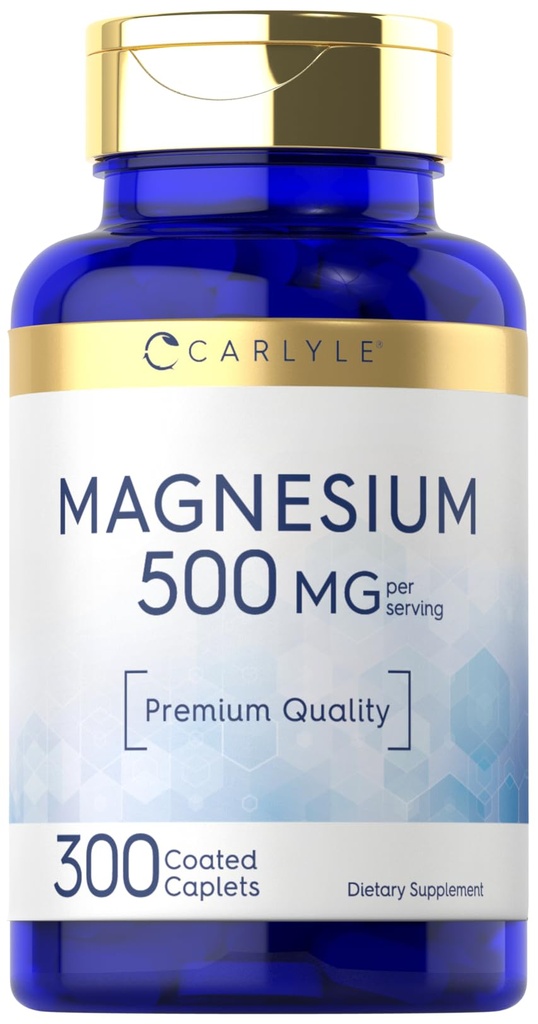 Carlyle Magnesium 500 mg • 124; 300 Overtrukne kapsler • 124; Vegetarisk, ikke- GMO, og Gluten Free Supplement