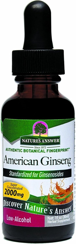 Nature 's Svar American Gingseng Root Supplement med organisk alkohol, 1-Fluid Ounce Note 124; immunforsvar Note 124; fremmer kognitiv funktion; Natural Energy Booster