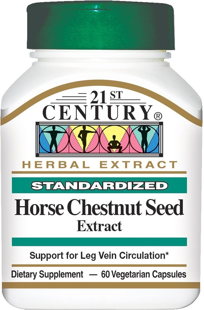 21. Century Horse Chestnut Extract, Standardized, 60 Vegetariske Kapsler (300 mg per Kapsler)