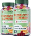 Yuve Vegansk Probiotiske Gummies, Probiotika for kvinder & mænd, Sukker & Gluten- Free Gummy Probiotika, fordøjelsesfremmende & immunforsvar, 5 milliarder CFU, hjælper med obstipation, Bloating & Leaky Gut - 60ct (2 Pack)