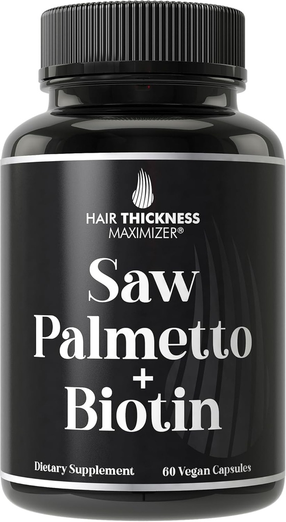 Saw Palmetto + Biotin Advanced 2- in-1 Combo for hårvækst. Veganske kapsler tillæg med Natural Saw Palmetto Extract + 10000mcg Biotin. Hårtab og genvækst piller for mænd og kvinder. DHT Blocker