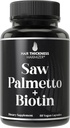 Saw Palmetto + Biotin Advanced 2- in-1 Combo for hårvækst. Veganske kapsler tillæg med Natural Saw Palmetto Extract + 10000mcg Biotin. Hårtab og genvækst piller for mænd og kvinder. DHT Blocker