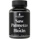 Saw Palmetto + Biotin Advanced 2- in-1 Combo for hårvækst. Veganske kapsler tillæg med Natural Saw Palmetto Extract + 10000mcg Biotin. Hårtab og genvækst piller for mænd og kvinder. DHT Blocker