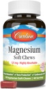 Carlson Magnesium Soft Chews 125 mg Highly Absorbable Muscle Relaxation & Overall Health - Berries & Creme Flavor - 40 Vegetarian Soft Chews