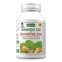 ANDREW LESSMAN Ginkgo 120 Plus Ginseng 200mg - 30 kapsler - Standardized Extract Blend til støtte hjerne, hukommelse og kognitiv funktion. Adaptogen, Combat Stress og Træthed. Ingen tilsætningsstoffer