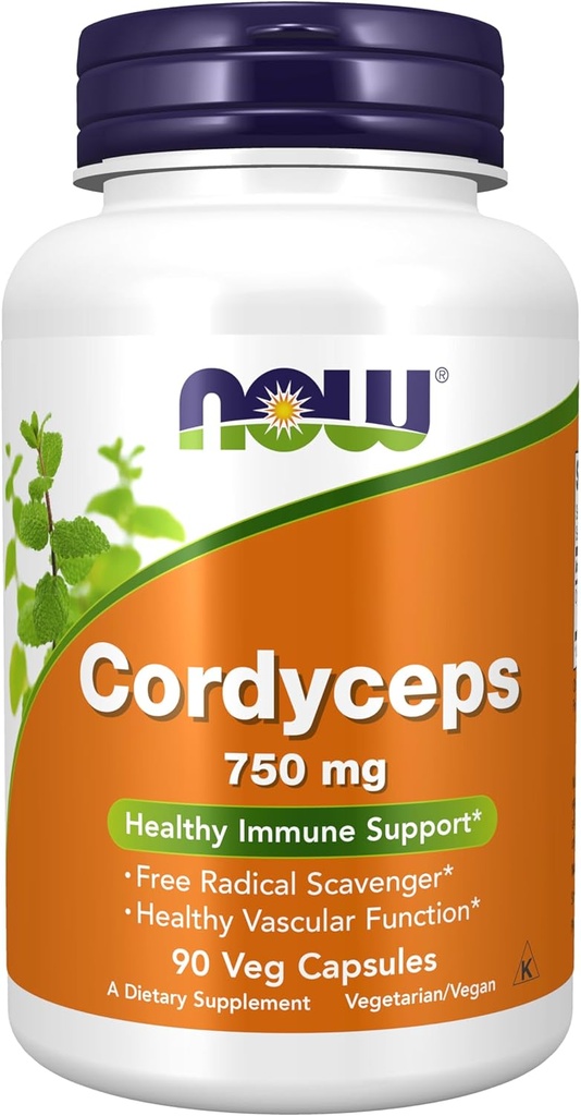 Now Foods Supplements, Cordyceps (Cordyceps sinensis) 750 mg, Sund immunforsvar *, 90 Veg kapsler