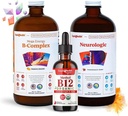 LIQUIDHealth Voksen Focus & Energy Liquid Vitamin Bundle med Mega Energy B- Complex, USDA Organic Methyl B12 Drops, Neurologisk Nootrop Focus Supplement - Boost Energy, Mood - USA Made, Vegan, Non- GMO