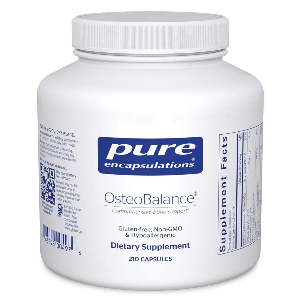 Rene indkapslinger OsteoBalance Note 124; Hypoallergent supplement til fremme Calcium Absorption and Enhance Sund Bone Mineralisering *