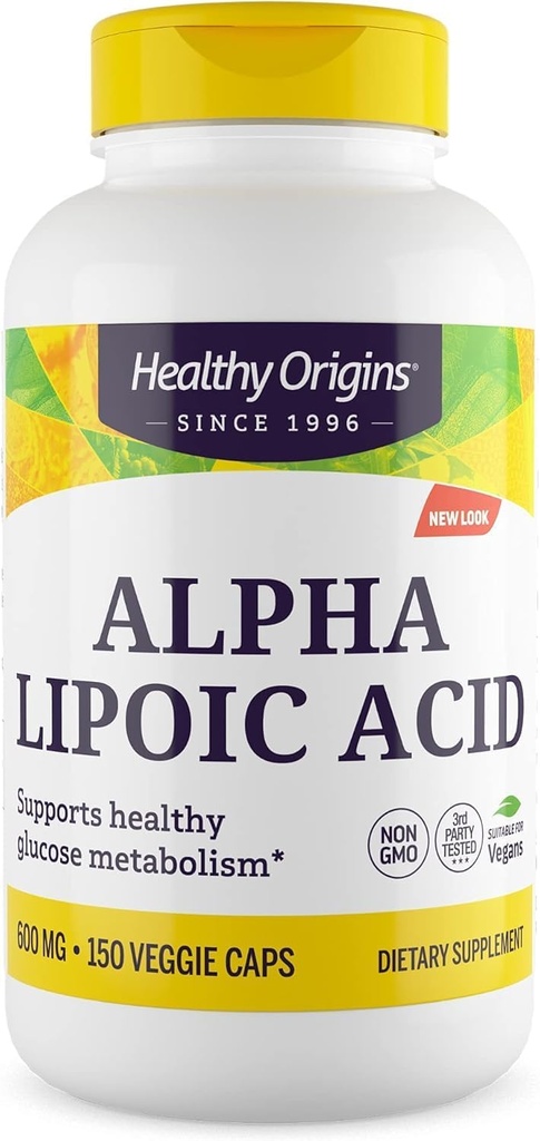 Sund oprindelse Alpha Lipoic Acid, 600 mg - Alpha Lipoic Acid Supplement - Antioxidant Support - Gluten- Free Supplement - 150 Veggie Kapsler