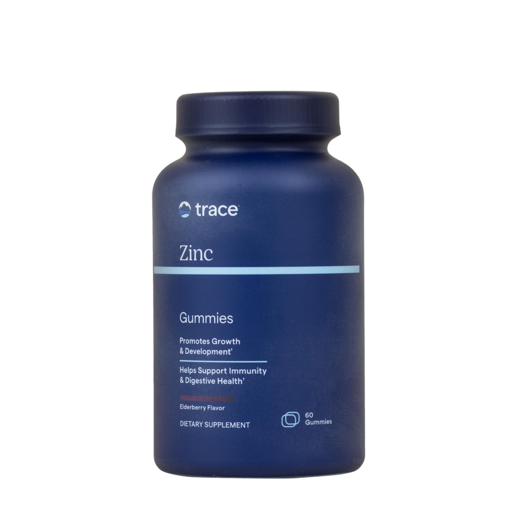 Trace Minerals Zink - Zink Gummy supplement til sund udvikling og immunforsvar - fordøjelse & Metabolisme - Børns Gummy - Gelatin- Free & Vegan - Elderberry Flavor - 60 Greve (30 Servere)