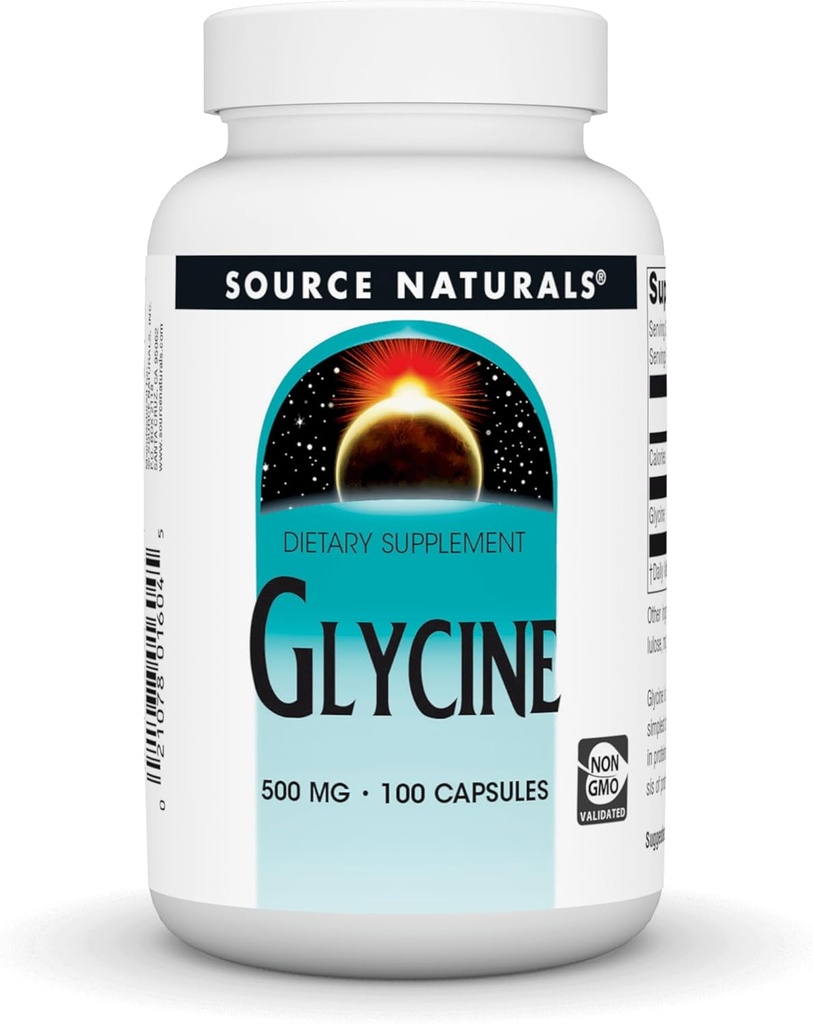 Source Naturals Glycin 500 mg Aminosyre Kosttilskud - 100 kapsler