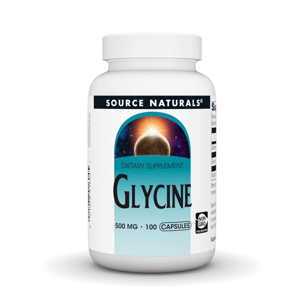 Source Naturals Glycin 500 mg Aminosyre Kosttilskud - 100 kapsler