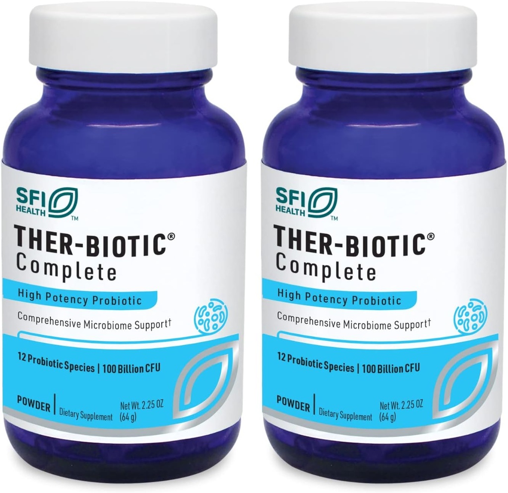 Klaire Labs SFI Health Ther- Biotic Complete Probiotic Powder - 100 milliarder CFU - Mænd og kvinders Probiotika til fordøjelsessygdomme & immunforsvar - Dairy- Gratis, Hypoallergen (64g, 2 Pack)