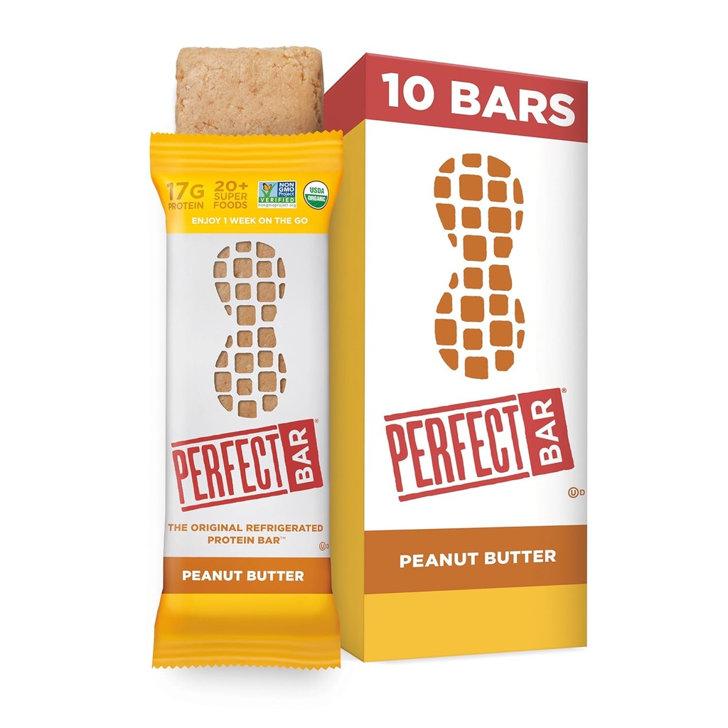 Perfect Bar, Peanut Butter Protein Bar, High Protein, Organic, Gluten Free, Soy Free, Ikke GMO, Ingen sukkeralkoholer, 2.5 Ounce Bar, 10 Greve