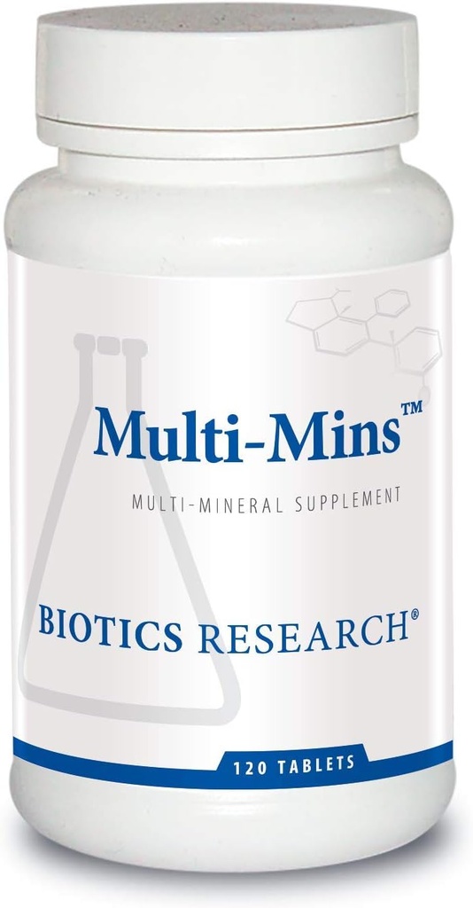 Biotics Research Multi- Mins (Potent Mineral Kombination) Bioavailable Multi Mineral Supplement med Mineral Chelates og Hel Food Trace Minerals. Magnesium, chrom, jod (120 tabletter)