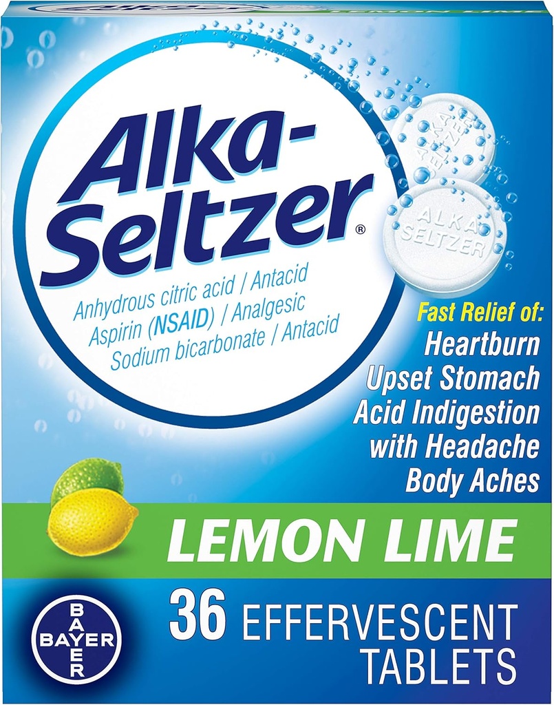 Alka- Seltzer Lemon Lime 36 Effervescent tabletter (pakke med 2)