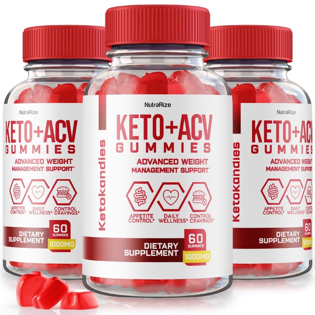NutraRize (pakke med 3 KetoKandies Keto + ACV Gummies for vægttab, maksimal styrke supplement, Keto Kandies Anmeldelser (180 Gummies)