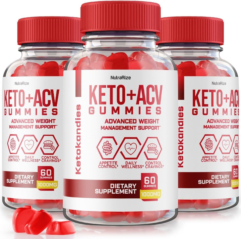 NutraRize (pakke med 3 KetoKandies Keto + ACV Gummies for vægttab, maksimal styrke supplement, Keto Kandies Anmeldelser (180 Gummies)