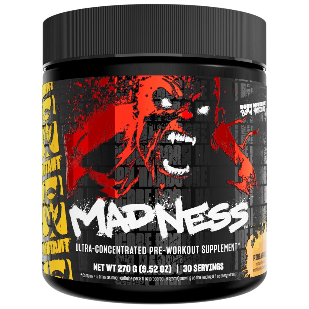 Mutant Madness Note 124; Pre Workout Powder Supplement Performance og Pump Blend Inkluderer L- Citrullin, Beta- Alanine, Taurine, L-Tyrosine