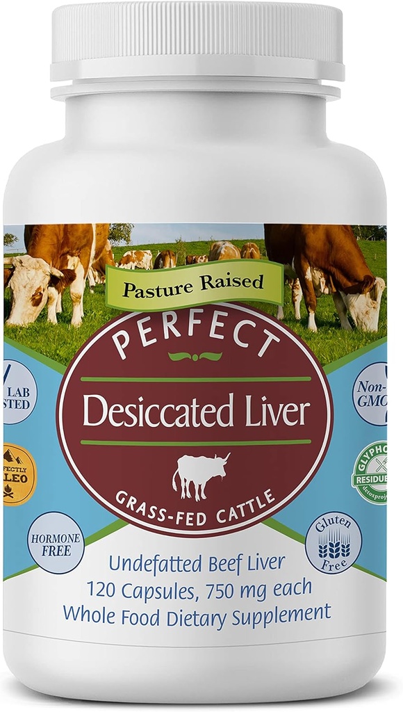 Perfect Supplements - Decickated Beef Lever Capsules Grass Fed Supplement -Naturlig kilde til protein, jern, vitaminer A & B- øger energi og immunitet - Ingen kemikalier ingen mælk og hormon gratis