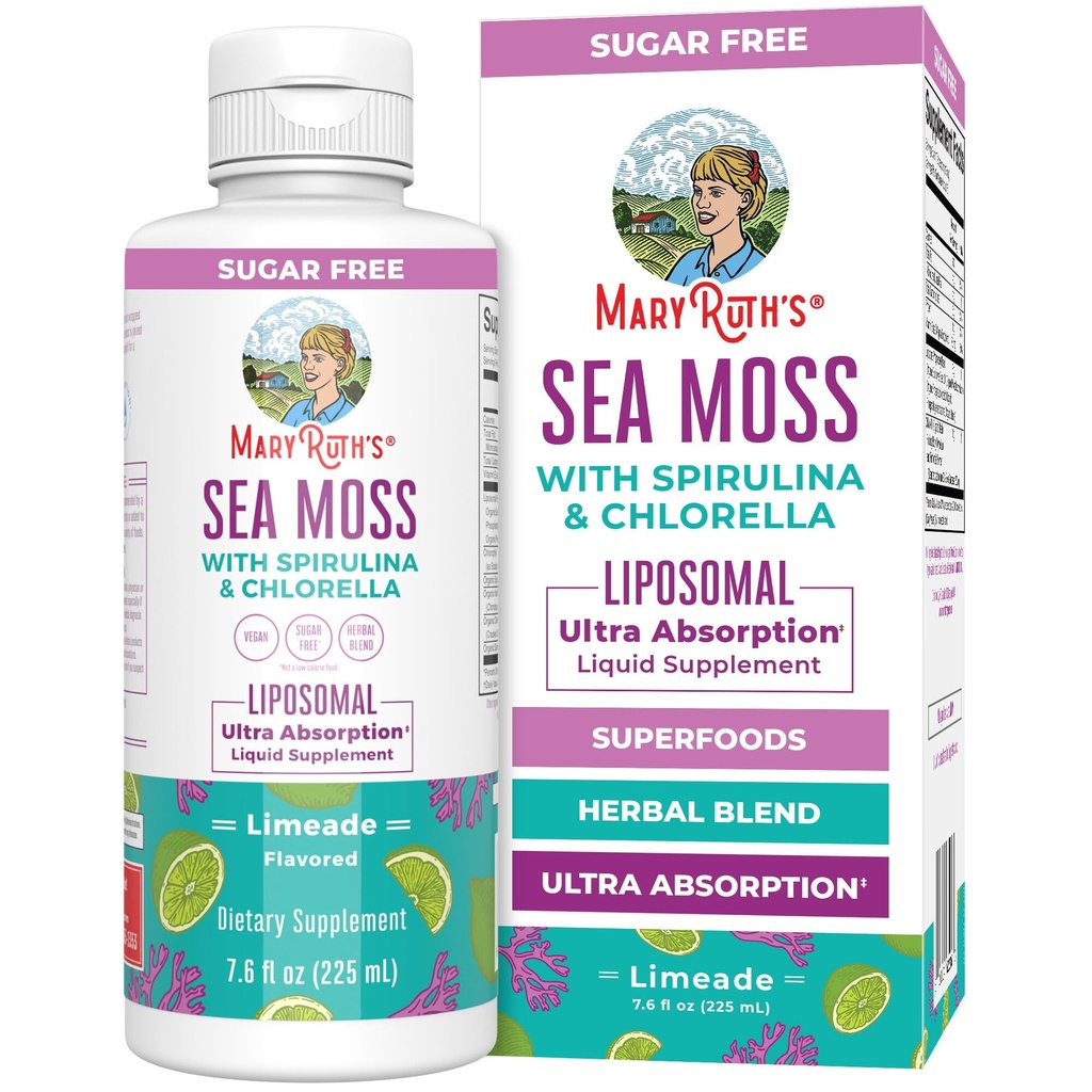 MaryRuth Organics Sea Moss med Spirulina og Chlorella Liposomal MSD 124; Chlorophyll MSD 124; Dandelion Root MSD 124; Superfood MSD 124; Ultra Absorption MSD 124; Vegan MSD 124; Non- GMO MSD 124; Gluten Free MSD 124; 7,6 fl oz MSD 124; 15 Servering