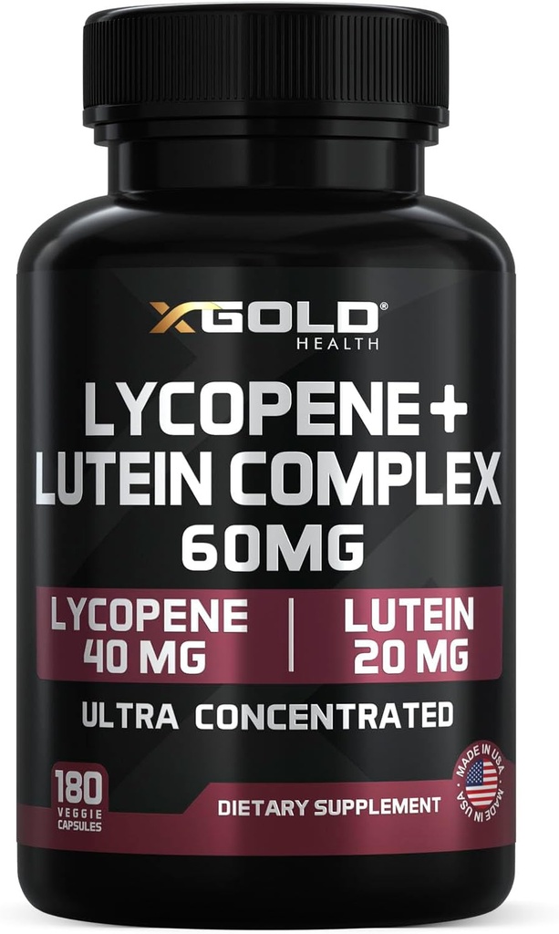 Lycopen + Lutein 60mg Supplement: 124; Eye Health & Vision Support: 124; Antioxidant til sunde øjne & Hud: 124; Non- GMO, Gluten Free