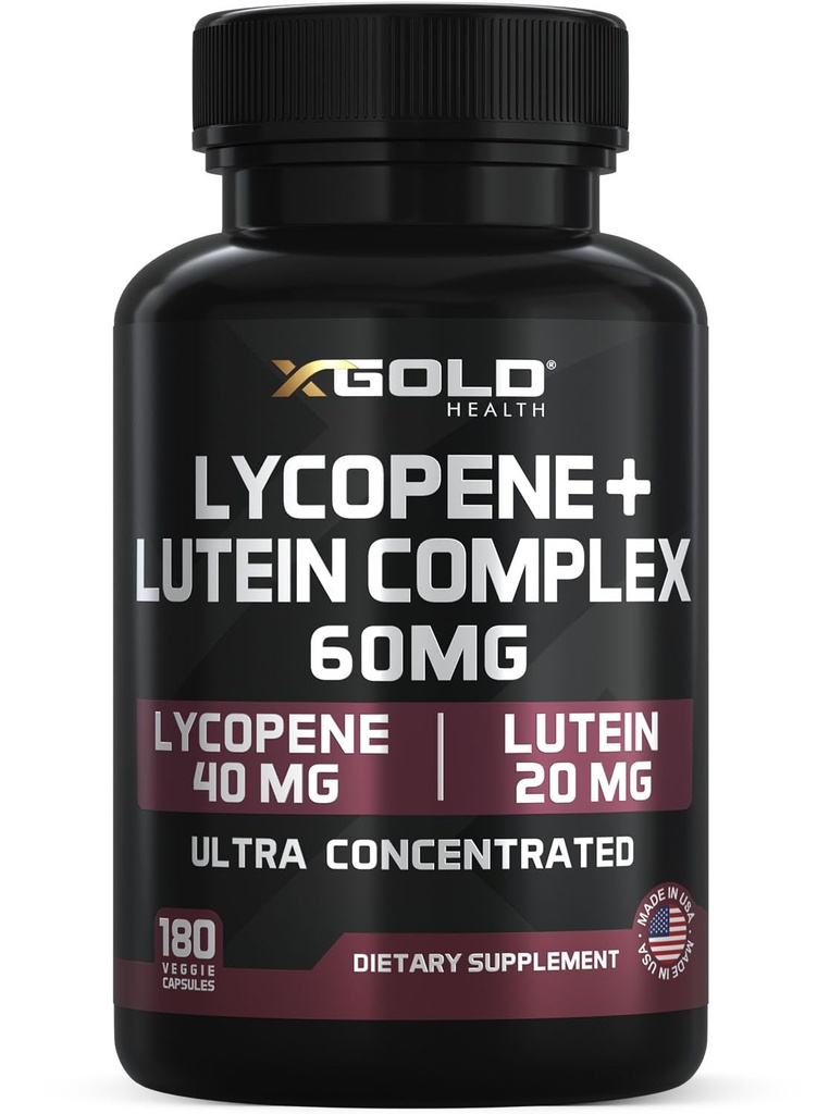 Lycopen + Lutein 60mg Supplement: 124; Eye Health & Vision Support: 124; Antioxidant til sunde øjne & Hud: 124; Non- GMO, Gluten Free