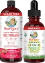 MaryRuth Organics Flydende Multivitamin Raspberry & Liquid Probiotic 4oz Bundle Buddy 124; Vegan Vitamin A, B, C, D3, E & Amino Acids Buddy 124; immunforsvar, fordøjelse, Focus & Energy Support Buddy 124; Gut Health Supplement.