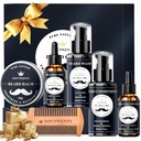 Beard Growth Kit - 7 Pc Kit, omfatter vask, olie, Conditioner, Balm, Comb, Gave Box sæt til mænd