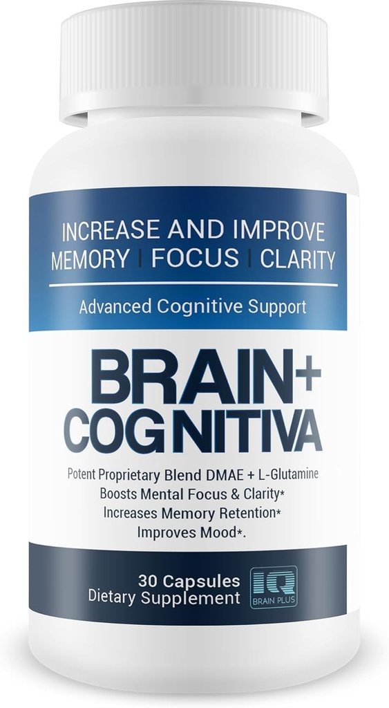 Brain + Cognitiva - Avanceret kognitiv support - Hjælp øge og forbedre hukommelsen, Boost Mental Focus, og Support Mental Klarhed - Alpha- GPC kapsler til Brain Support og Opti Nootrop Boost