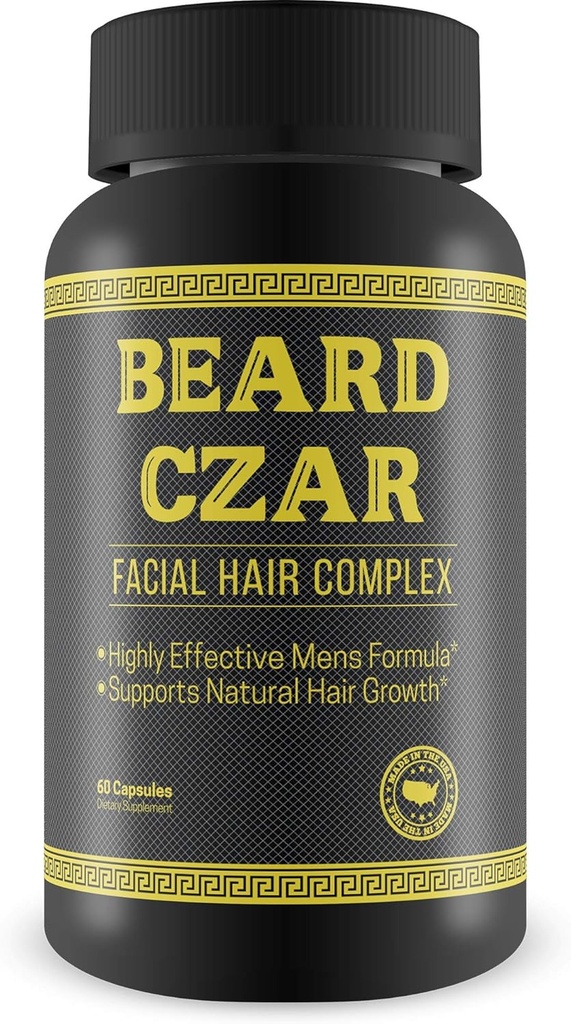 The Beard Czar- Ansigtshår kompleks - Meget effektiv Herre Formula - Understøtter naturlige hår vokse-forbedre skæg kvalitet og nærhed- 60 kapsler