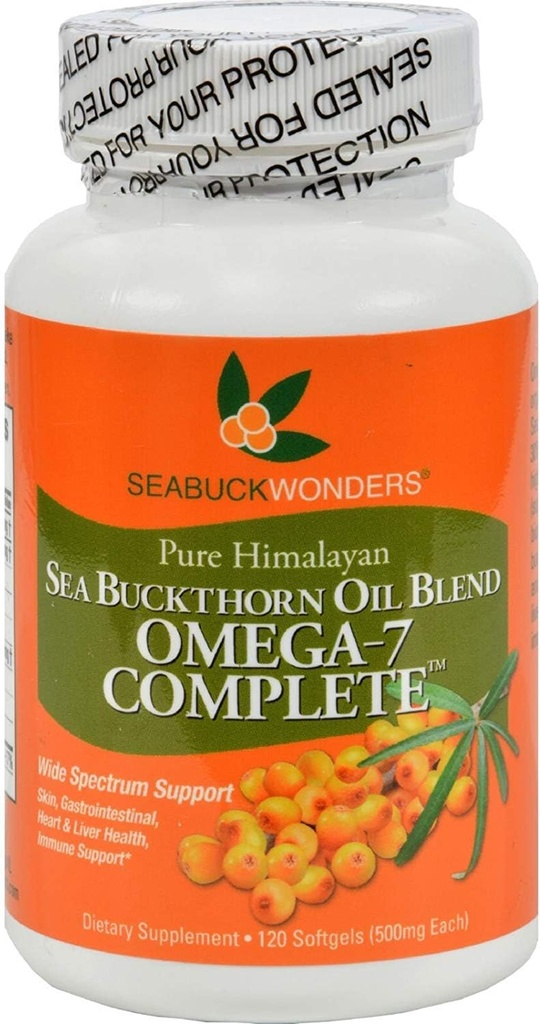 Seabuck Wonders Sea Buckthorn Oil Blend - 500 mg - Omega 7 komplet - Natural - Gluten Free - 120 Softgels (Pack of 2)