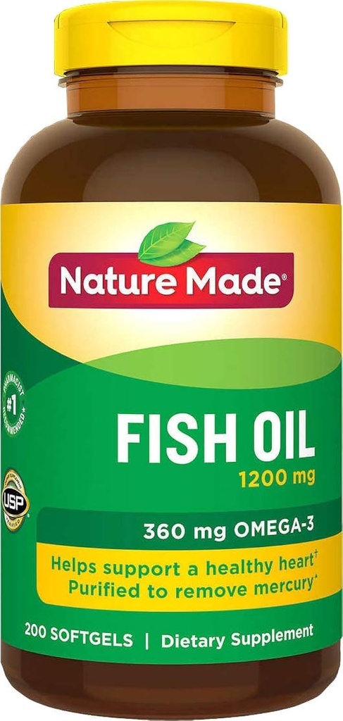 Nature Made Fish Oil 1200 Mg (360 Mg Omega-3) 200 Flydende bløddele