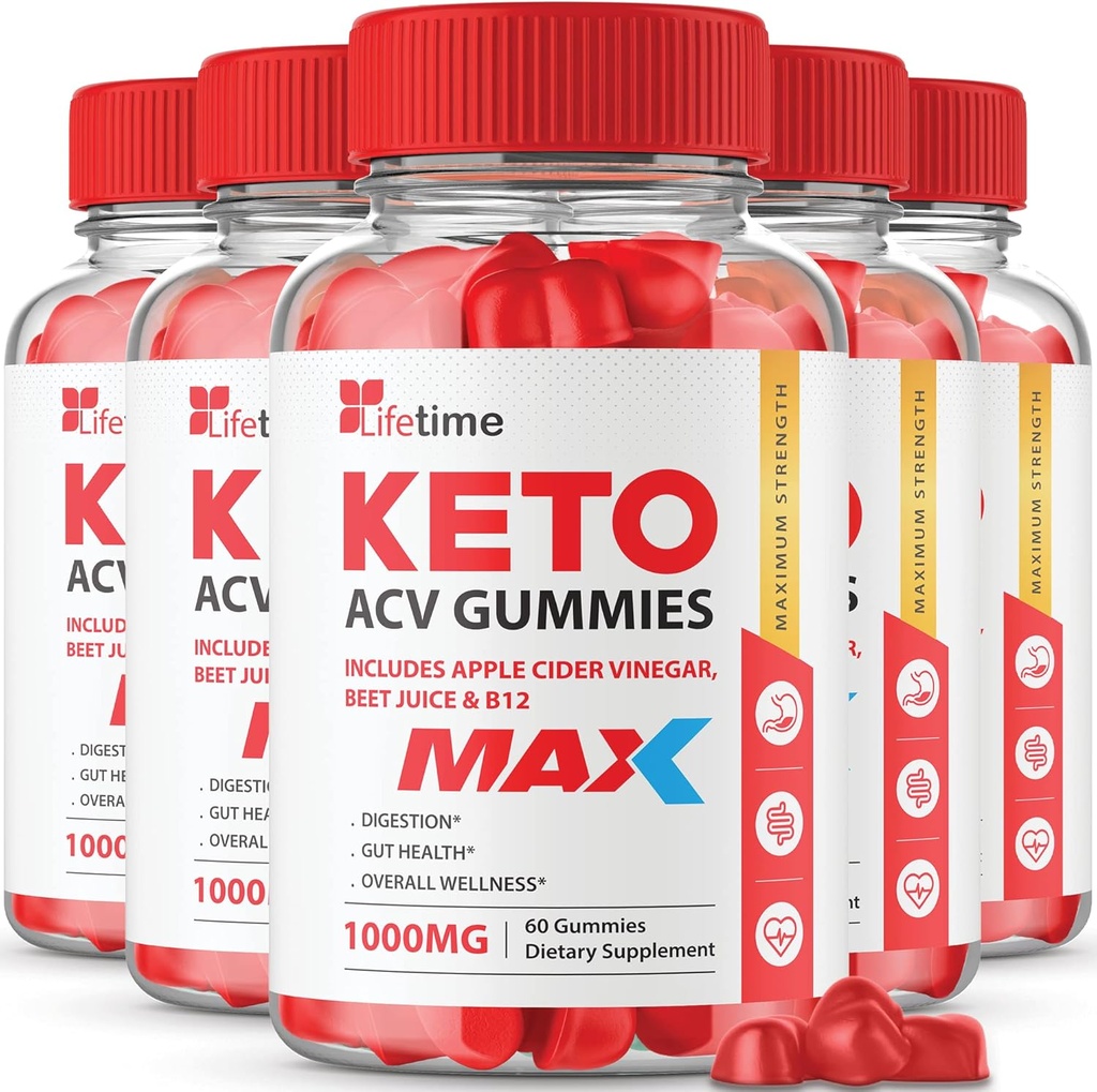 (5 Pack) Lifetime Keto Max Gummies - Official Formula, Vegan, Non GMO - Lifetime Keto Plus acc Gummies, Life Time Gummies with Lifetime Gummies , Vitamin B12, Beet Root, Pomegranate (300 Gummies)