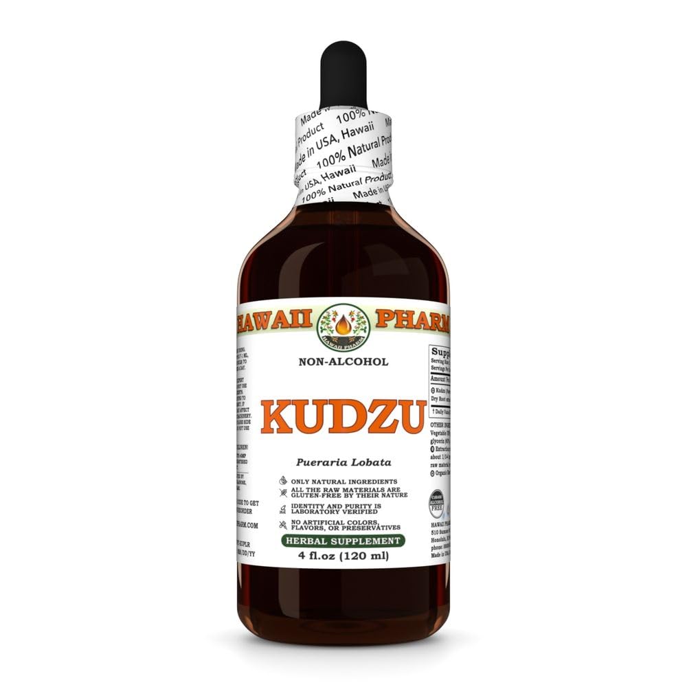 Hawaii Pharm Kudzu Alkohol- Free Extract, Glycerit til lever Wellness, fremmer hjertefunktion, understøtter cardiovaskulær balance, beskytter lever fra oxiderende skader, lindrer hoved spænding - 4 fl.oz