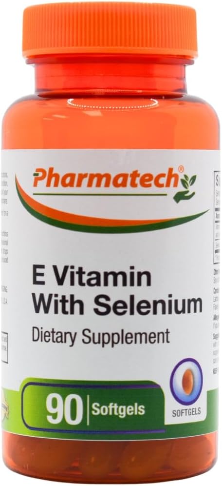 Vitamin E som dl- Tocopheryl acetat og d- Alpha- Tocopherol Plus Selenium, Antioxidant supplement, immunstøtte, understøtter sund hud, Gluten- fri, ikke-GMO, 90 softgels Made in USA