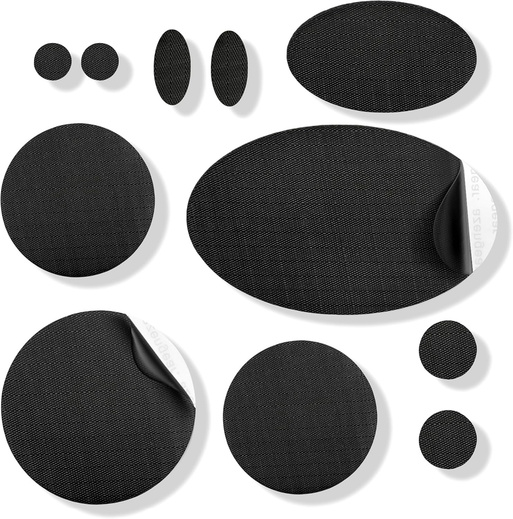 aZengear reparation Patches - Vandtæt, selvmodsigende, Tear- Cold- Heat- Resistent Nylon Polyester Fix Puffer Coats, Gear, Telte (11 stykker, Solid Black)