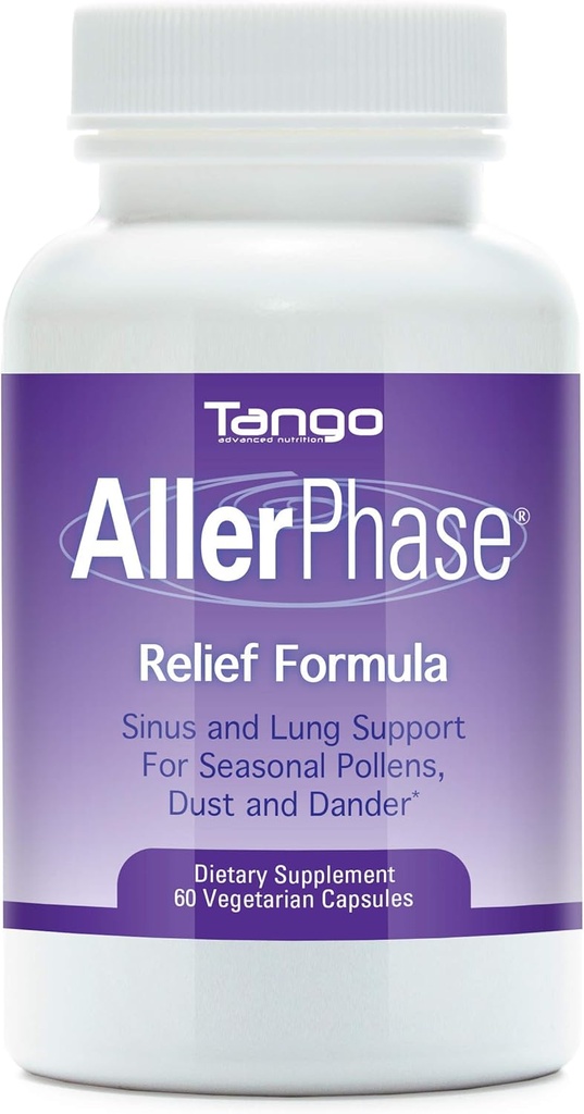 AllerFase Natural Herbal Sinus og Lung Relief supplement til sæsonbetinget vejrtrækningsbesvær forårsaget af Pollens, Dust, og Dander (60 vegetariske kapsler)